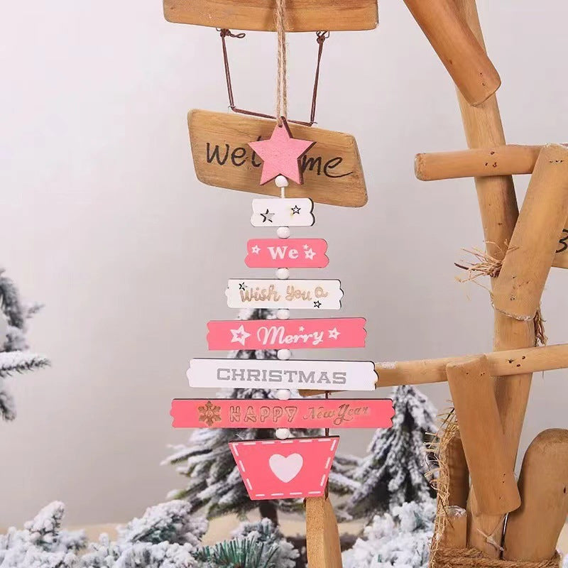 Gluschwein - Weihnachtsbaum hängende Dekoration aus Holz Rosa