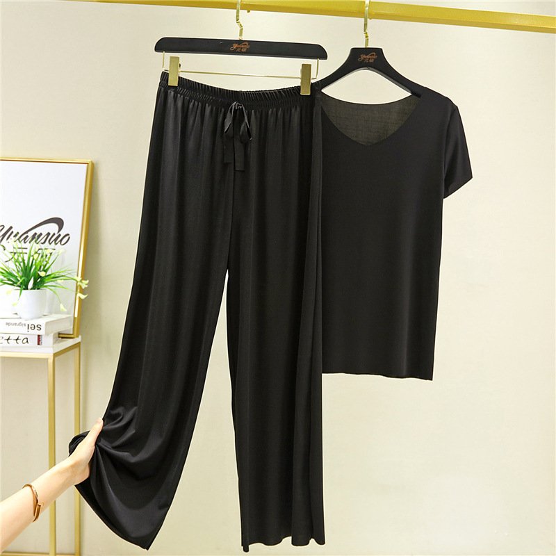 Gluschwein - ✨Begrenztes Zeitangebot: 49% Rabatt💥Weiches und bequemes Ice Silk T-Shirt mit kurzen Ärmeln Zweiteiliges Set Lose Hose mit weitem Bein