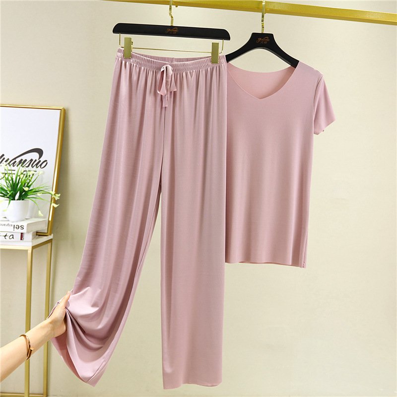 Gluschwein - ✨Begrenztes Zeitangebot: 49% Rabatt💥Weiches und bequemes Ice Silk T-Shirt mit kurzen Ärmeln Zweiteiliges Set Lose Hose mit weitem Bein