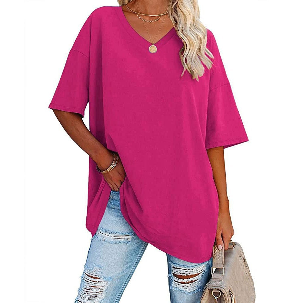 📢📢40 % RABATT !! ⏰Lässiges, locker sitzendes Damen-T-Shirt mit V-Ausschnitt