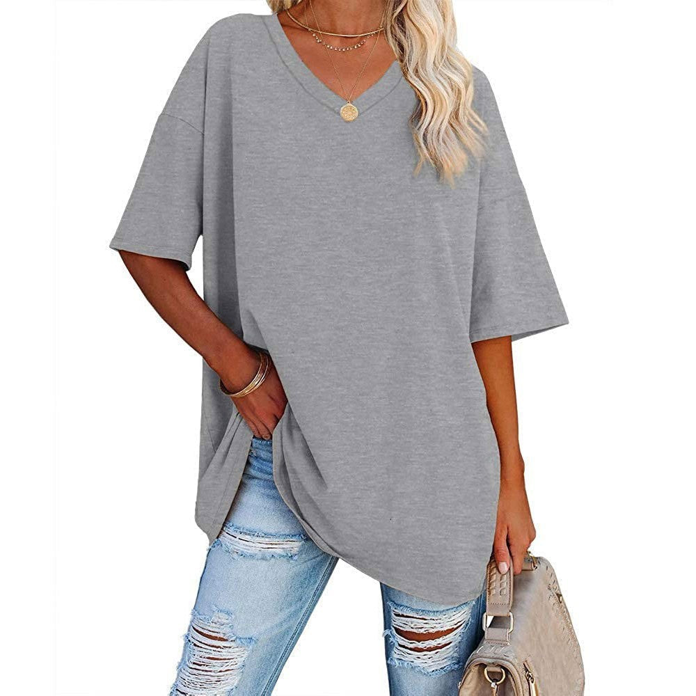 📢📢40 % RABATT !! ⏰Lässiges, locker sitzendes Damen-T-Shirt mit V-Ausschnitt