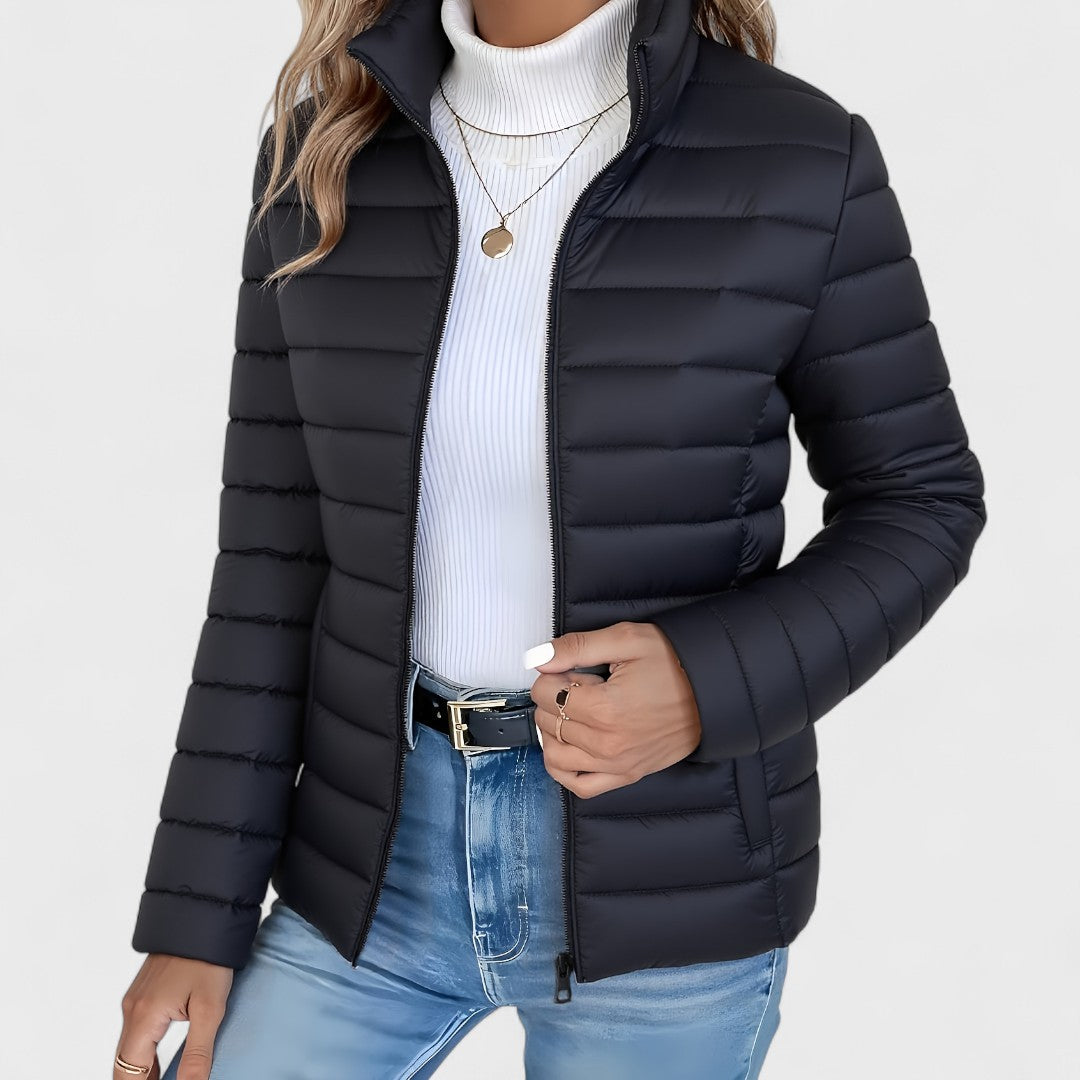 Simone – Elegante Lange Jacke Mit Kragen
