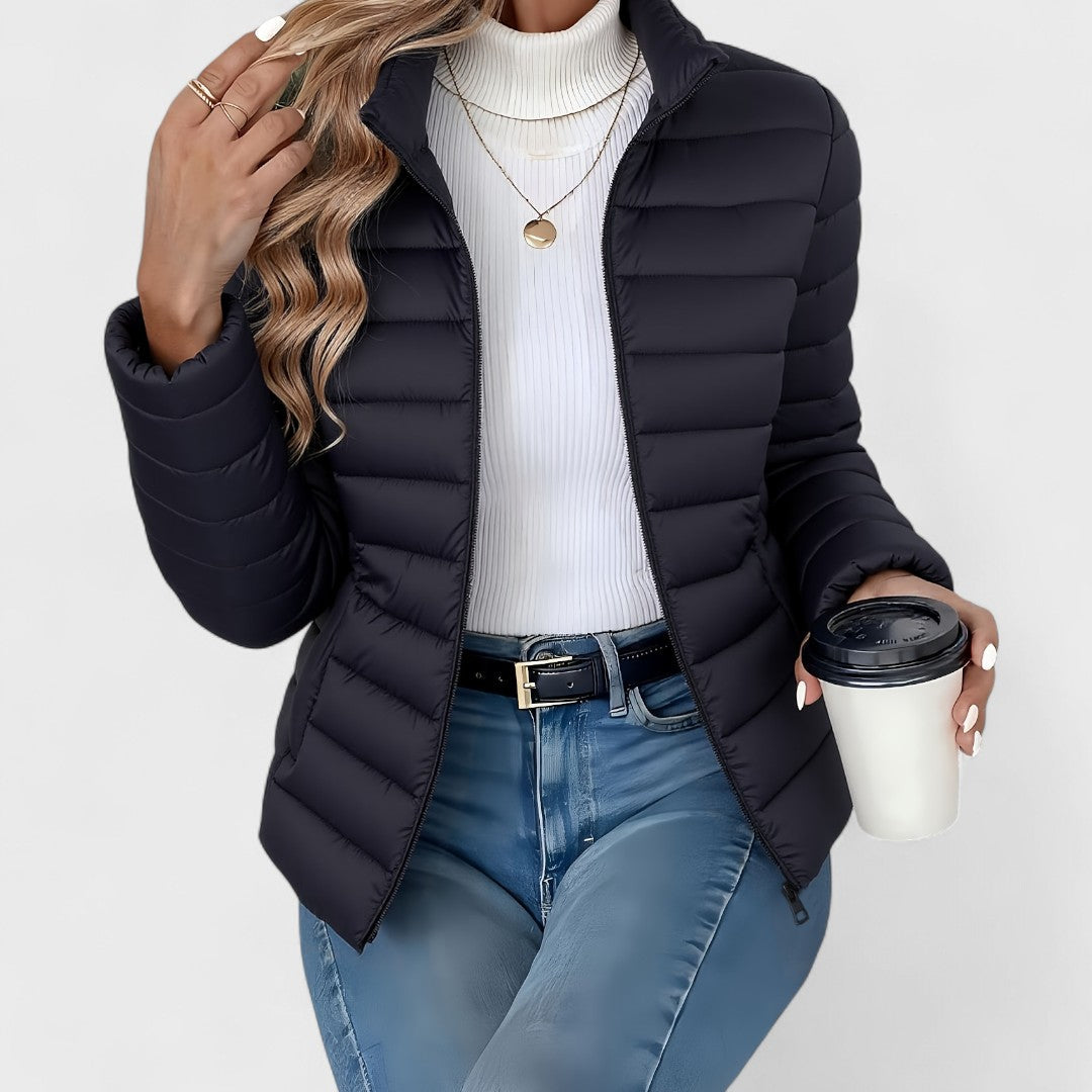 Simone – Elegante Lange Jacke Mit Kragen