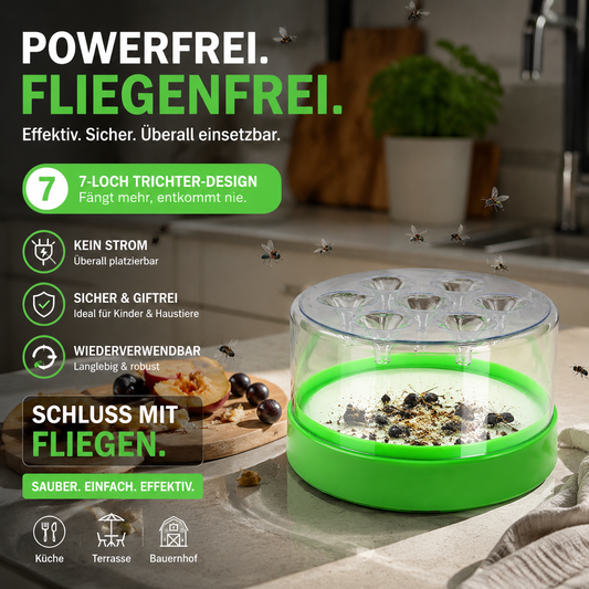 Gluschwein - Wiederverwendbare, nicht-elektrische Fliegenfalle – sicher für Haustiere und Kinder 🐶👶🚫⚡