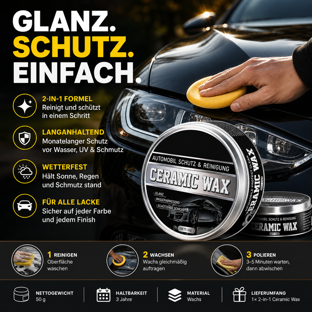 🔥🚗2-in-1-Polier- und Schutzwachspaste aus Titan-Keramik