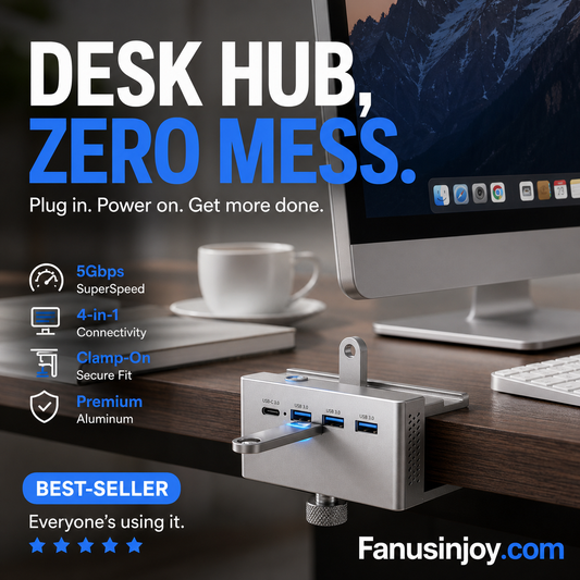 Gluschwein - 💥Begrenzte Zeit 50% Rabatt! 🖥️Schluss mit Kabelchaos! Klemm-USB-3.0-Hub aus Aluminiumlegierung – 4-Port-Dockingstation