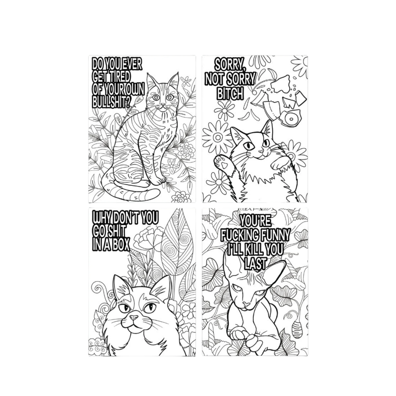 Livre de coloriage Funny Kitty Memes pour adultes, relaxation 