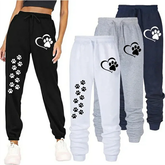 Pantalones deportivos con diseño de pata de gato para mujer 
