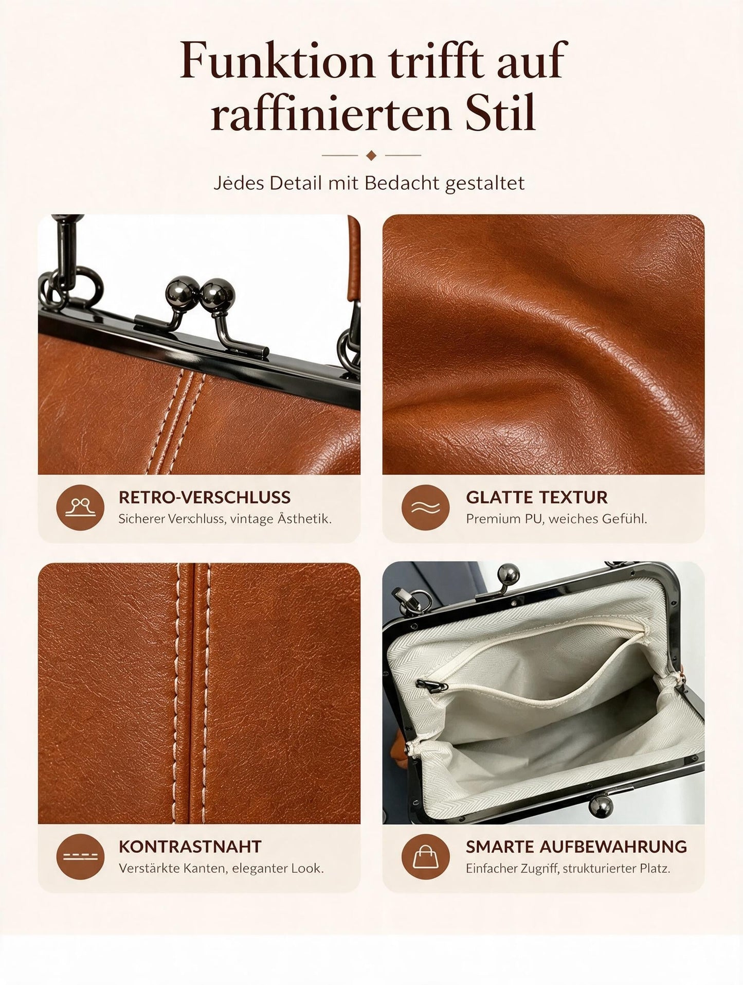 🎁50% RABATT!👝Vintage-Kiss-Lock-Tasche – 2-in-1: Tragen & Ordnen