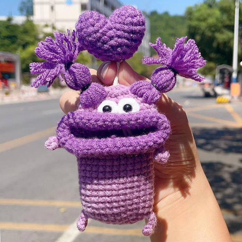 Gluschwein - Kreatives ausziehbares Schlüsseletui aus handgestrickter Wolle purple