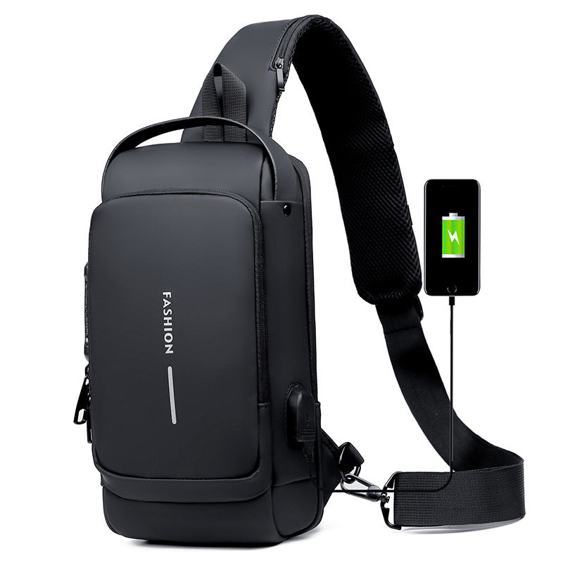 Gluschwein - USB-Ladesport-Sling-Diebstahl-Umhängetasche Schwarz