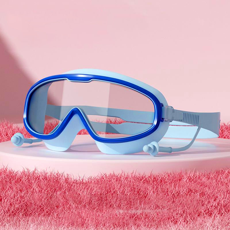 Gluschwein - Antibeschlag-Schwimmbrille mit großem Rahmen himmelblau (Kind)