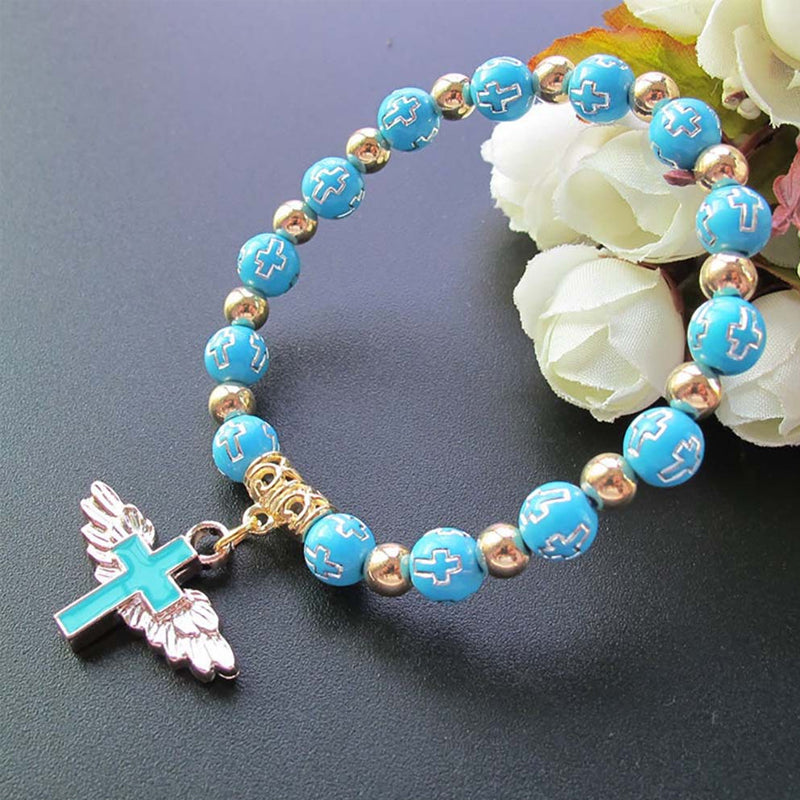 Gluschwein - Angel Wing Cross Bracelet blue