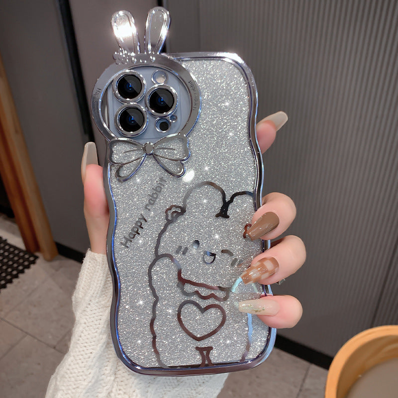 Gluschwein - Glitter Rabbit Case für iPhone mit vollständiger Objektivabdeckung Blau