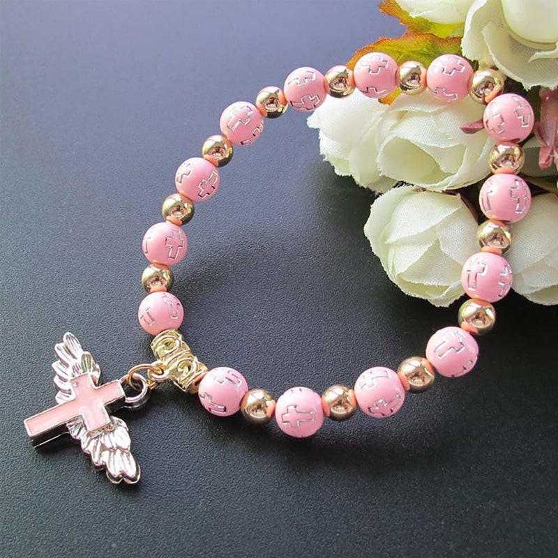 Gluschwein - Angel Wing Cross Bracelet pink