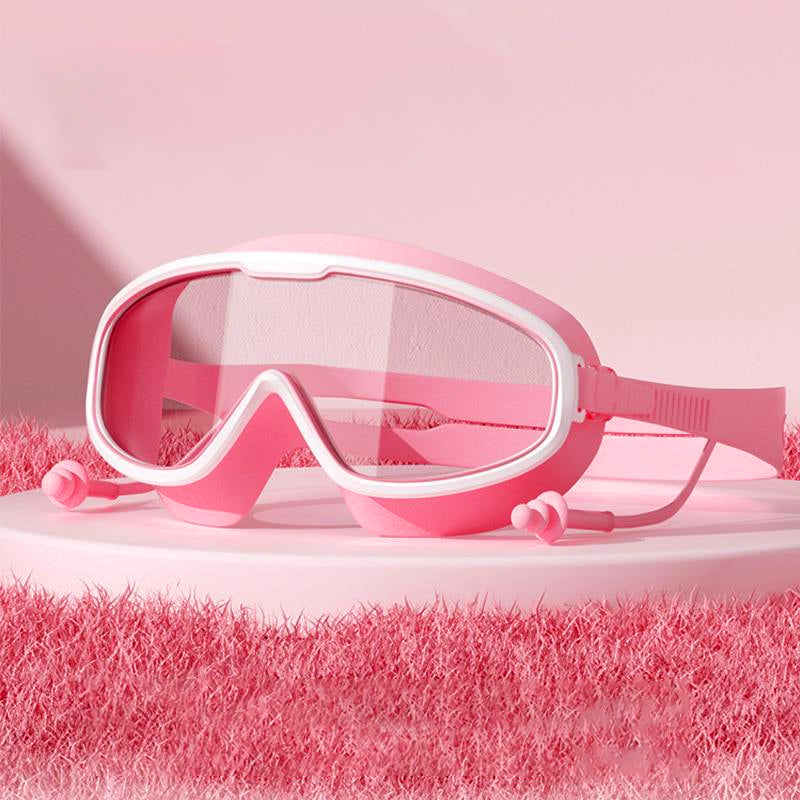 Gluschwein - Antibeschlag-Schwimmbrille mit großem Rahmen rosa-weiß (Kind)