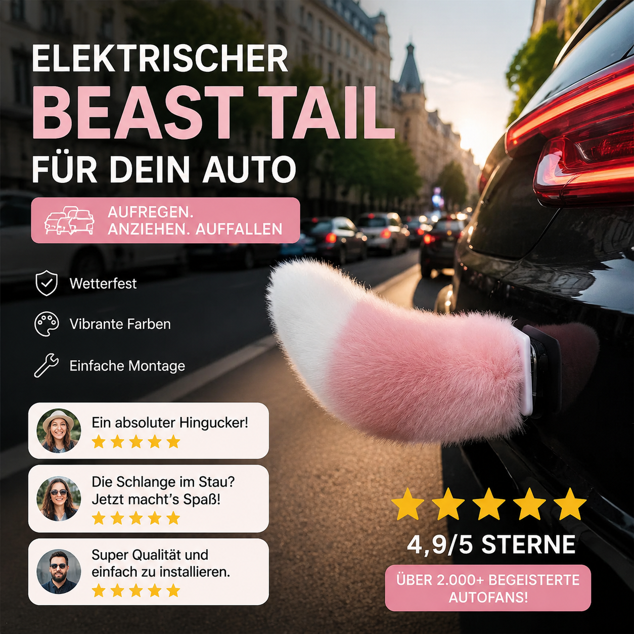 Gluschwein - 📢📢50 % Rabatt!!🥳 🚗Ferngesteuerter elektrischer Tier‑Schwanz | Für Autodesign & Partys🎮🎉