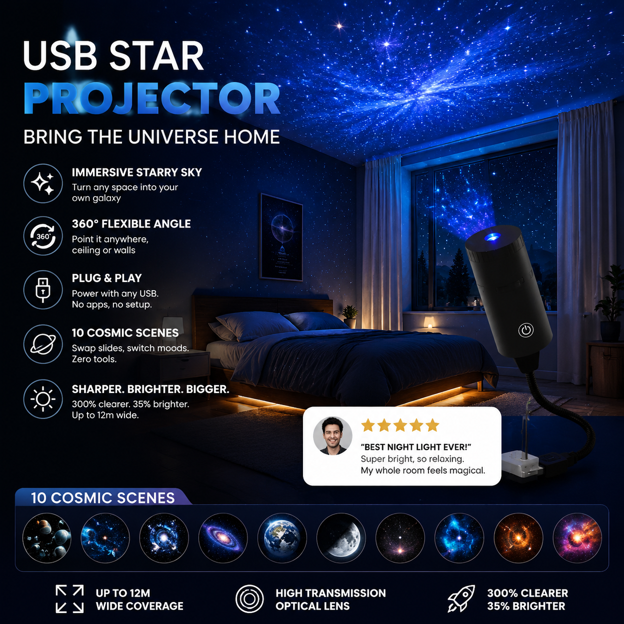 ✨ Plug-and-Play-HD-Sternenprojektor🥳Über 50.000 zufriedene Nutzer