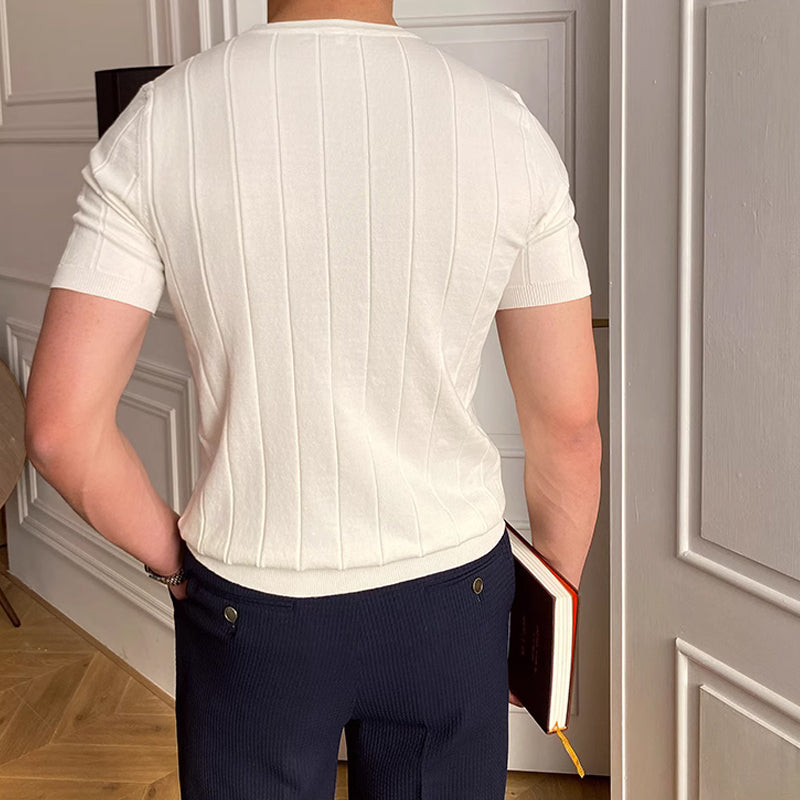 Gluschwein - 🧶 48% RABATT! Herren-Kurzarmpullover mit Rundhals & Twist-Muster – Modern, Vielseitig & Hochwertig 🧥