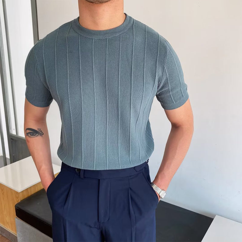 Gluschwein - 🧶 48% RABATT! Herren-Kurzarmpullover mit Rundhals & Twist-Muster – Modern, Vielseitig & Hochwertig 🧥