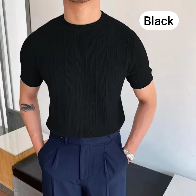 Gluschwein - 🧶 48% RABATT! Herren-Kurzarmpullover mit Rundhals & Twist-Muster – Modern, Vielseitig & Hochwertig 🧥