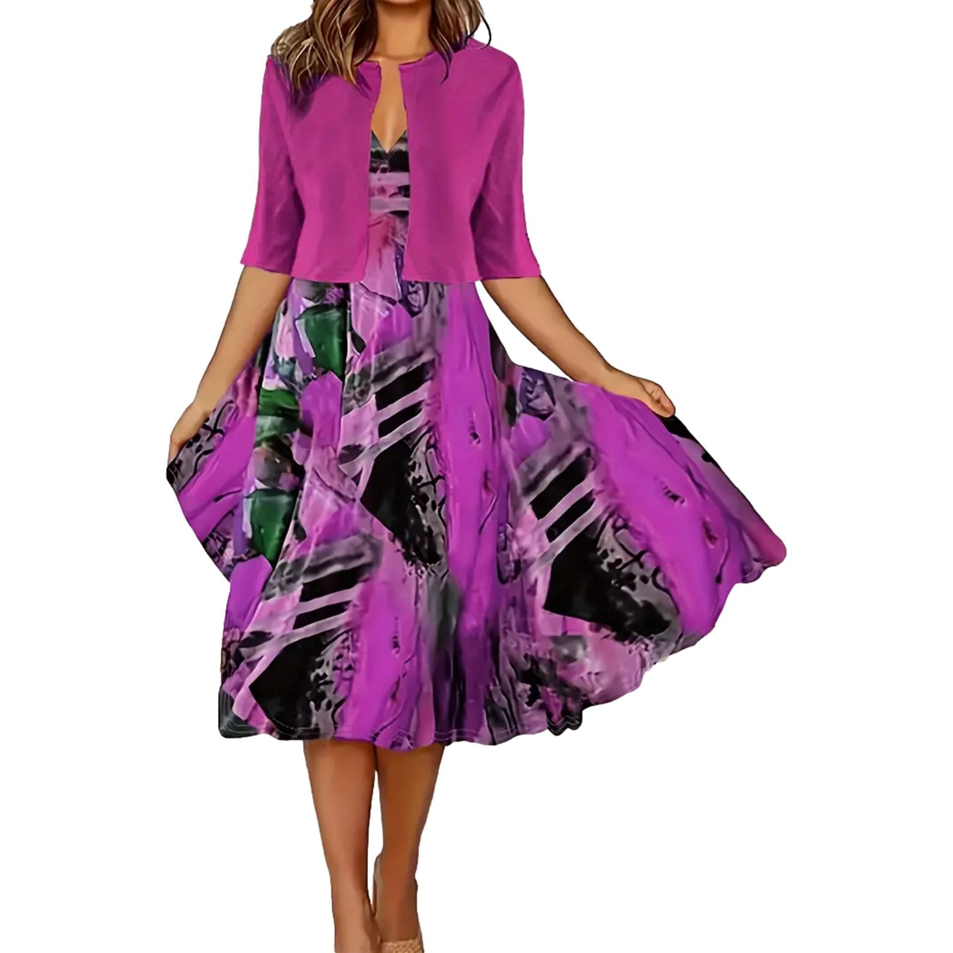 Gluschwein - 💎 -50% AUF DAS ELEGANTE ZWEITEILER-SET! 💎 Ärmelloses Kleid & Kurzer Cardigan – Perfekt für Cocktailpartys & Business 👗
