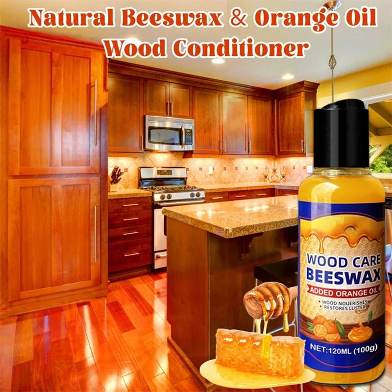 🍊 Natürliche Holzpolitur mit Bienenwachs & Orangenöl – 120 ml – reinigt, poliert & schützt lackierte & unlackierte Möbel, Holzböden – ungiftig, sicher für Kinder & Haustiere