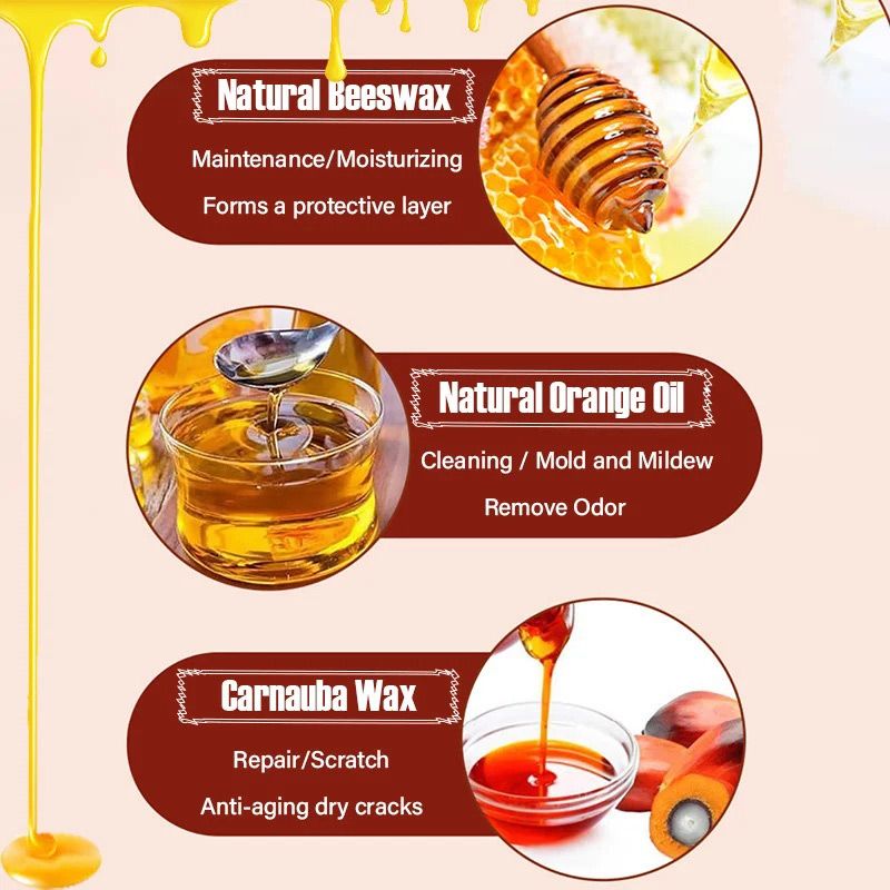 🍊 Natürliche Holzpolitur mit Bienenwachs & Orangenöl – 120 ml – reinigt, poliert & schützt lackierte & unlackierte Möbel, Holzböden – ungiftig, sicher für Kinder & Haustiere