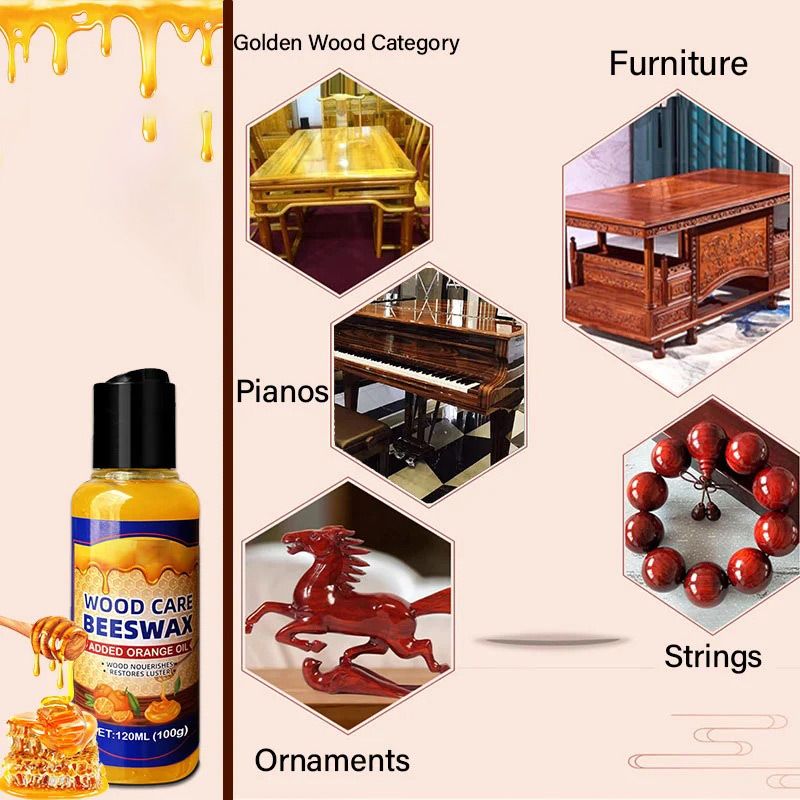 🍊 Natürliche Holzpolitur mit Bienenwachs & Orangenöl – 120 ml – reinigt, poliert & schützt lackierte & unlackierte Möbel, Holzböden – ungiftig, sicher für Kinder & Haustiere