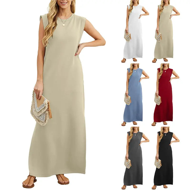 ⏳49% Rabatt! Damen Sommerkleid – Baumwollmischgewebe, bügelfrei, seitlicher Schlitz – lockere Passform, geeignet für Urlaub und Alltag