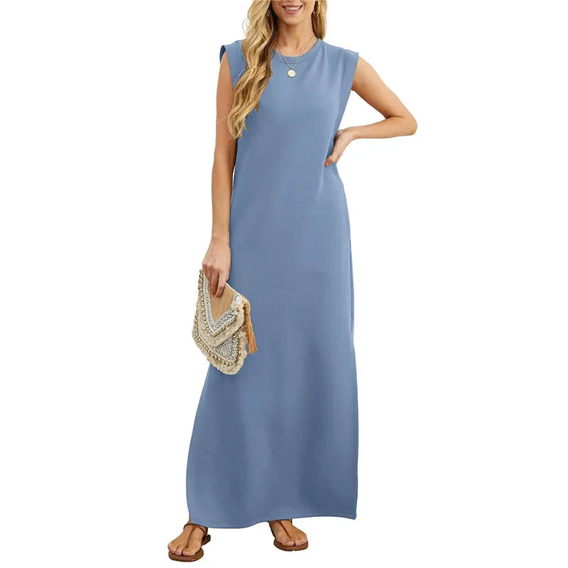 ⏳49% Rabatt! Damen Sommerkleid – Baumwollmischgewebe, bügelfrei, seitlicher Schlitz – lockere Passform, geeignet für Urlaub und Alltag