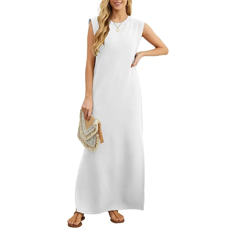 ⏳49% Rabatt! Damen Sommerkleid – Baumwollmischgewebe, bügelfrei, seitlicher Schlitz – lockere Passform, geeignet für Urlaub und Alltag
