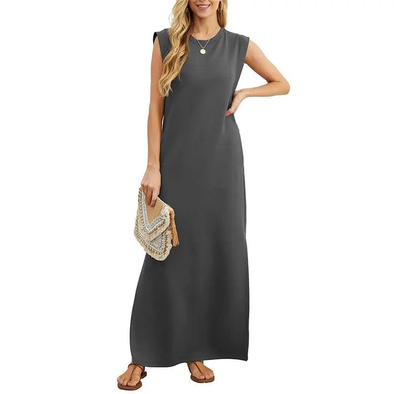 ⏳49% Rabatt! Damen Sommerkleid – Baumwollmischgewebe, bügelfrei, seitlicher Schlitz – lockere Passform, geeignet für Urlaub und Alltag