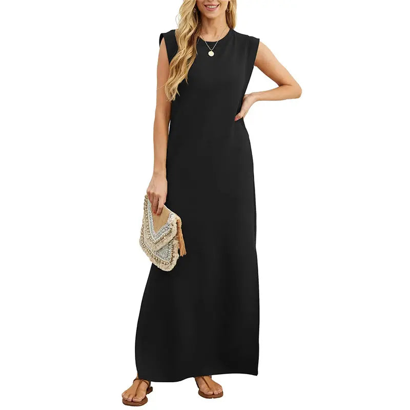 ⏳49% Rabatt! Damen Sommerkleid – Baumwollmischgewebe, bügelfrei, seitlicher Schlitz – lockere Passform, geeignet für Urlaub und Alltag