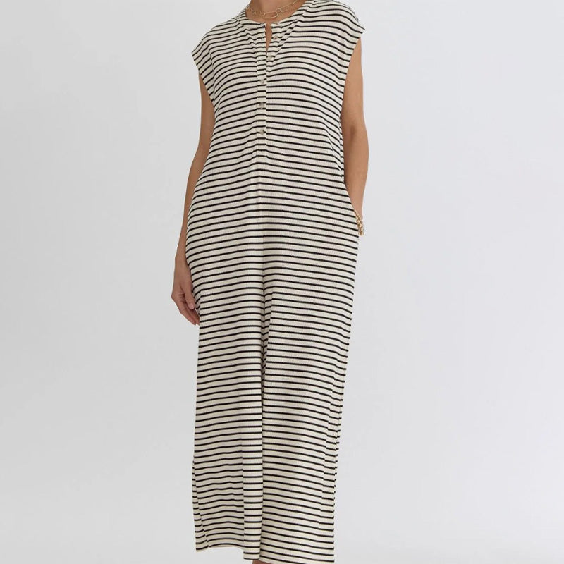 🌺 LIMITIERT: 49% RABATT! 🔥 Gestreifter Freizeit-Jumpsuit für Damen