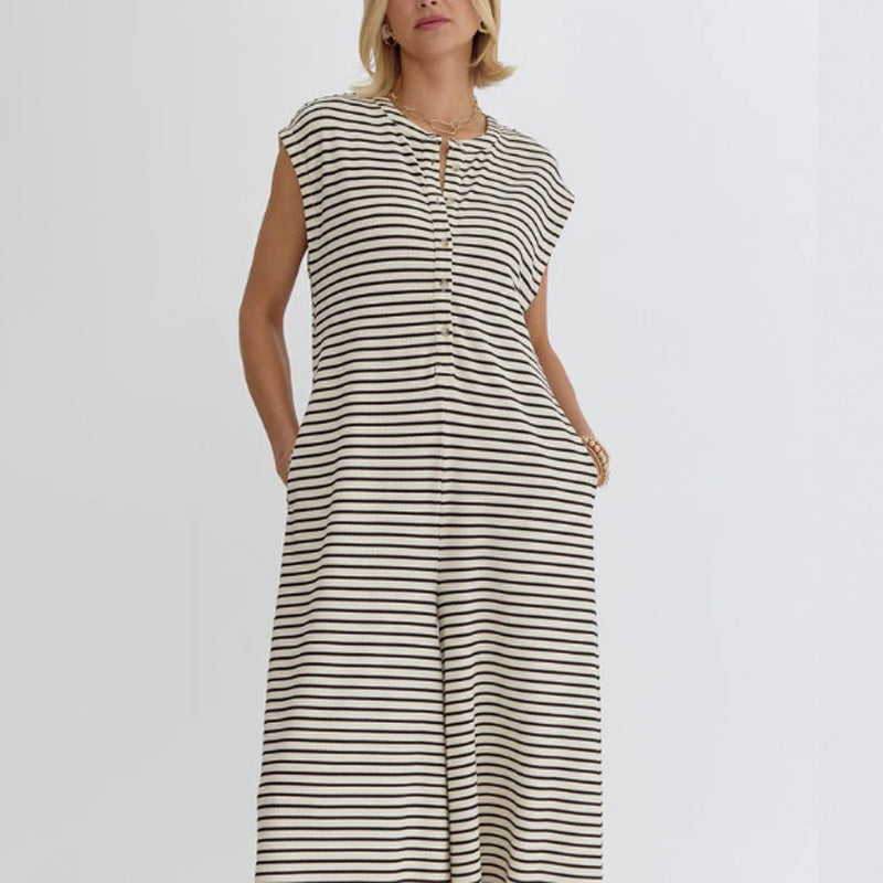 🌺 LIMITIERT: 49% RABATT! 🔥 Gestreifter Freizeit-Jumpsuit für Damen