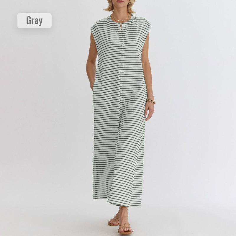 🌺 LIMITIERT: 49% RABATT! 🔥 Gestreifter Freizeit-Jumpsuit für Damen