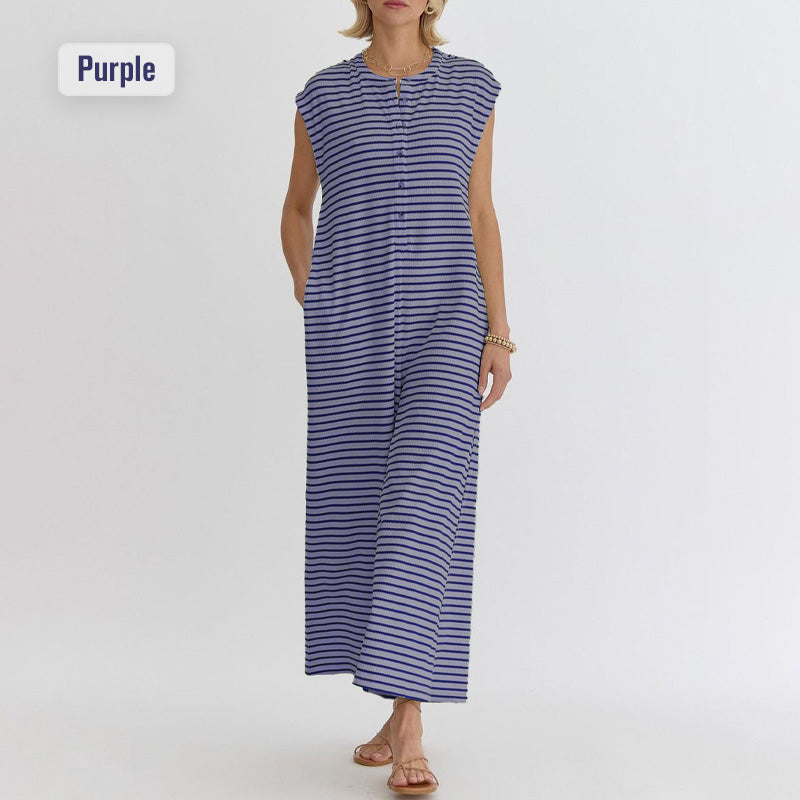 🌺 LIMITIERT: 49% RABATT! 🔥 Gestreifter Freizeit-Jumpsuit für Damen