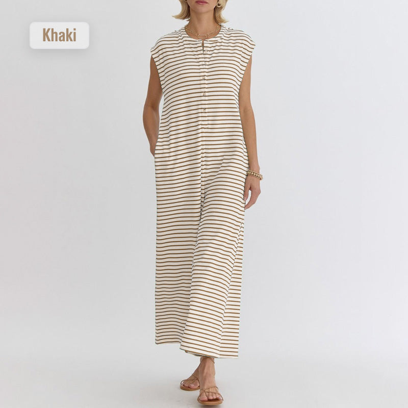 🌺 LIMITIERT: 49% RABATT! 🔥 Gestreifter Freizeit-Jumpsuit für Damen