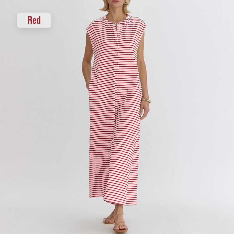 🌺 LIMITIERT: 49% RABATT! 🔥 Gestreifter Freizeit-Jumpsuit für Damen
