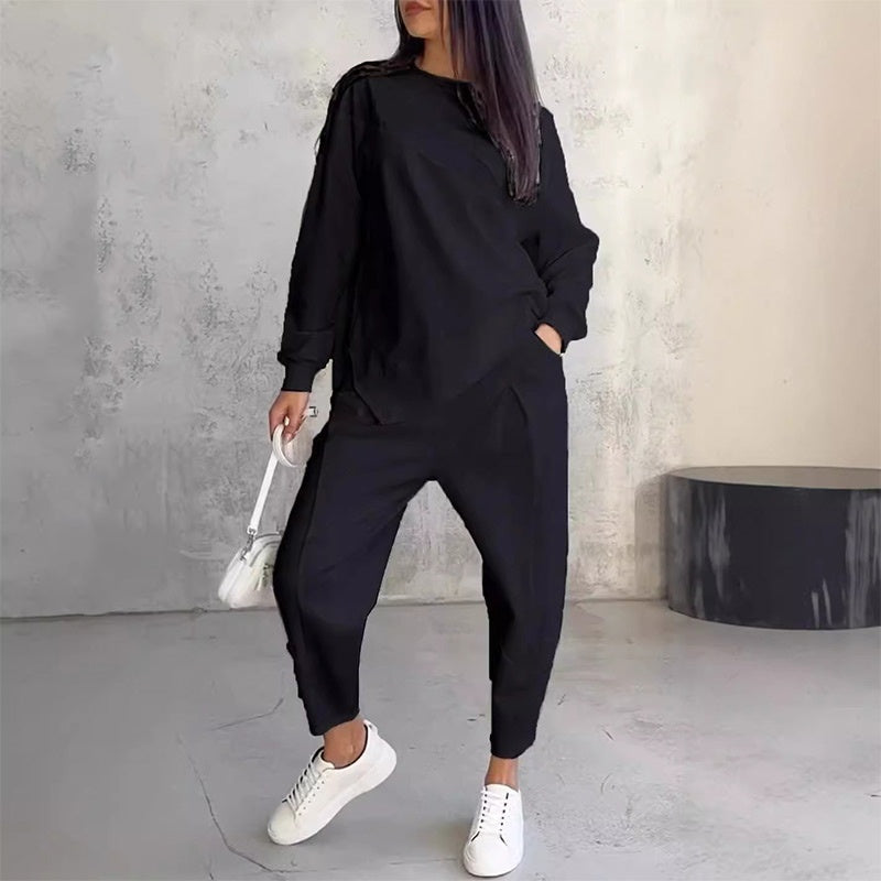💕Damen Langarm-Sweatshirts mit unregelmäßigem Saum & Hosen-Set