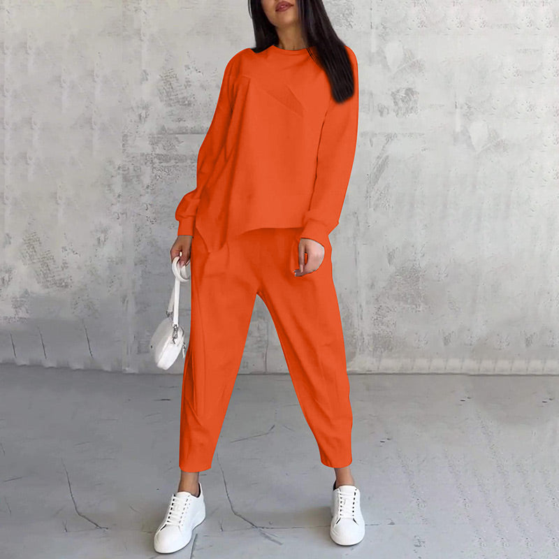 💕Damen Langarm-Sweatshirts mit unregelmäßigem Saum & Hosen-Set