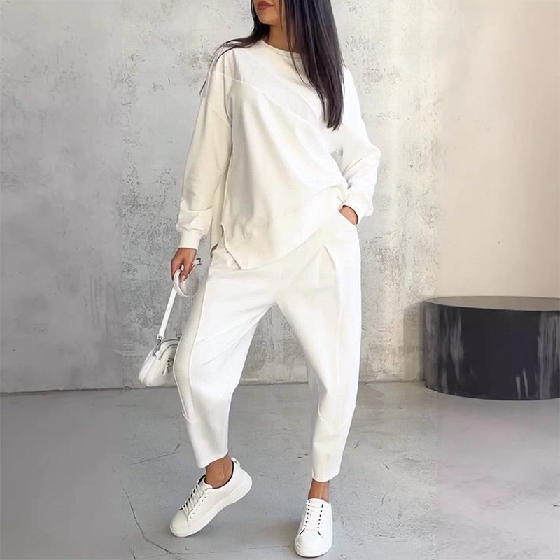 💕Damen Langarm-Sweatshirts mit unregelmäßigem Saum & Hosen-Set