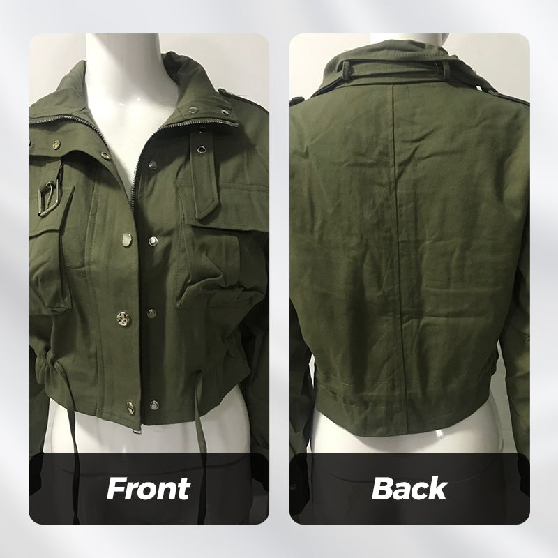 Gluschwein - 🌞Frühlingserwachen: 50% Rabatt!🎉Urban Utility Kurzjacke "Military Chic" – Mit Stehkragen & verstellbarem Kordelzug