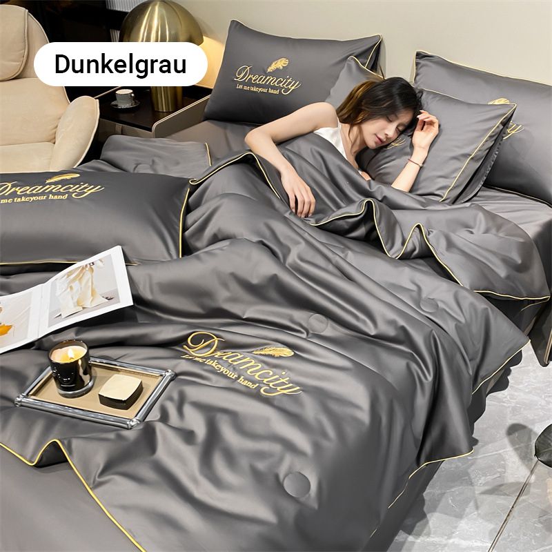 Waschbare, kühlende 4-teilige Bettwäsche – Perfekt für heiße Nächte! 🌙❄️