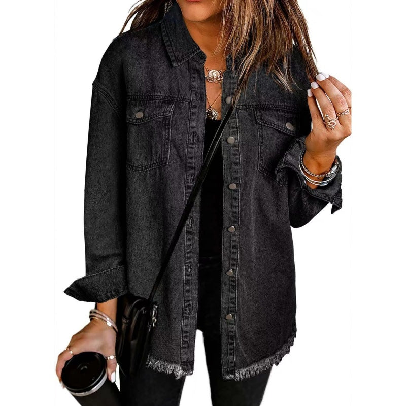 🔥Solange der Vorrat reicht 40 % Rabatt!🎉Zerrissene Jeansjacke mit Schnittkante für Damen