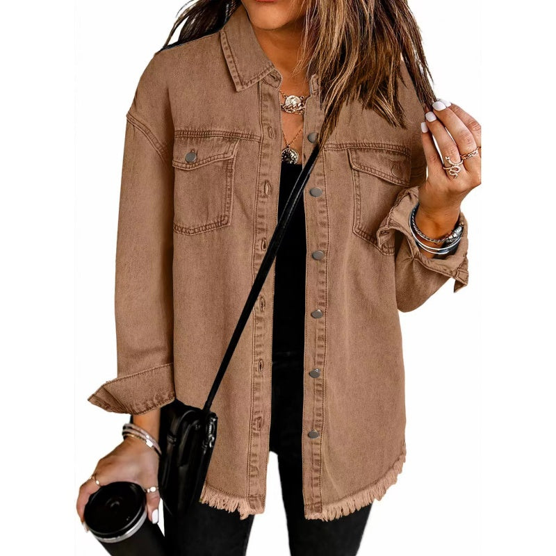 🔥Solange der Vorrat reicht 40 % Rabatt!🎉Zerrissene Jeansjacke mit Schnittkante für Damen