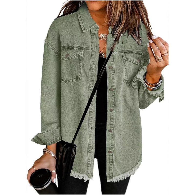 🔥Solange der Vorrat reicht 40 % Rabatt!🎉Zerrissene Jeansjacke mit Schnittkante für Damen