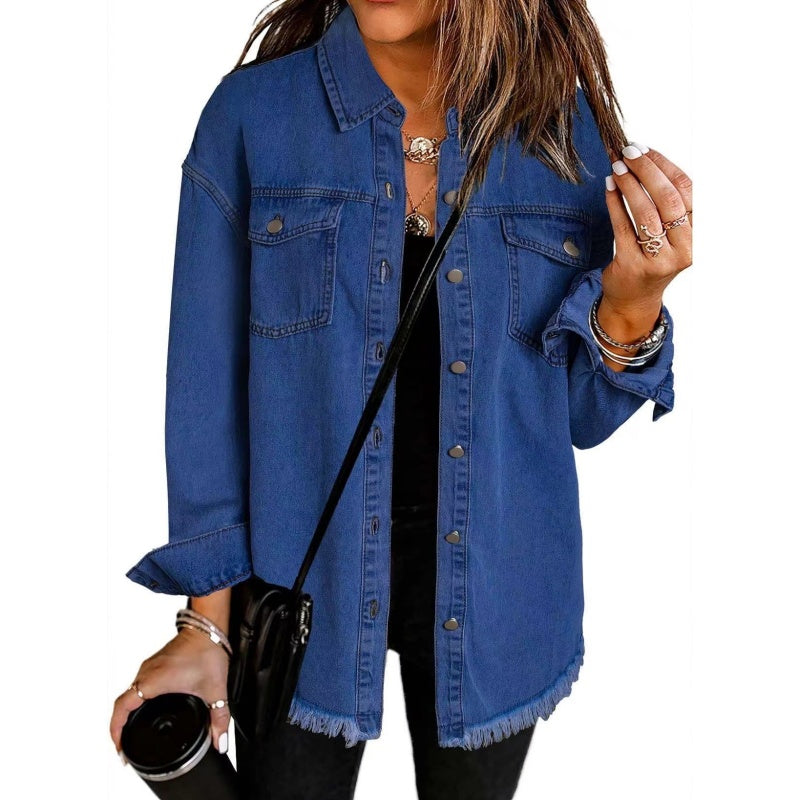 🔥Solange der Vorrat reicht 40 % Rabatt!🎉Zerrissene Jeansjacke mit Schnittkante für Damen