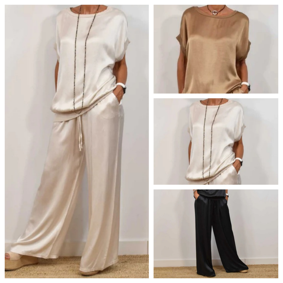 Gluschwein - Damen Satin 2-teiliges Set: Kurzarm-Top und Hose【Kaufen Sie 2 versandkostenfrei】